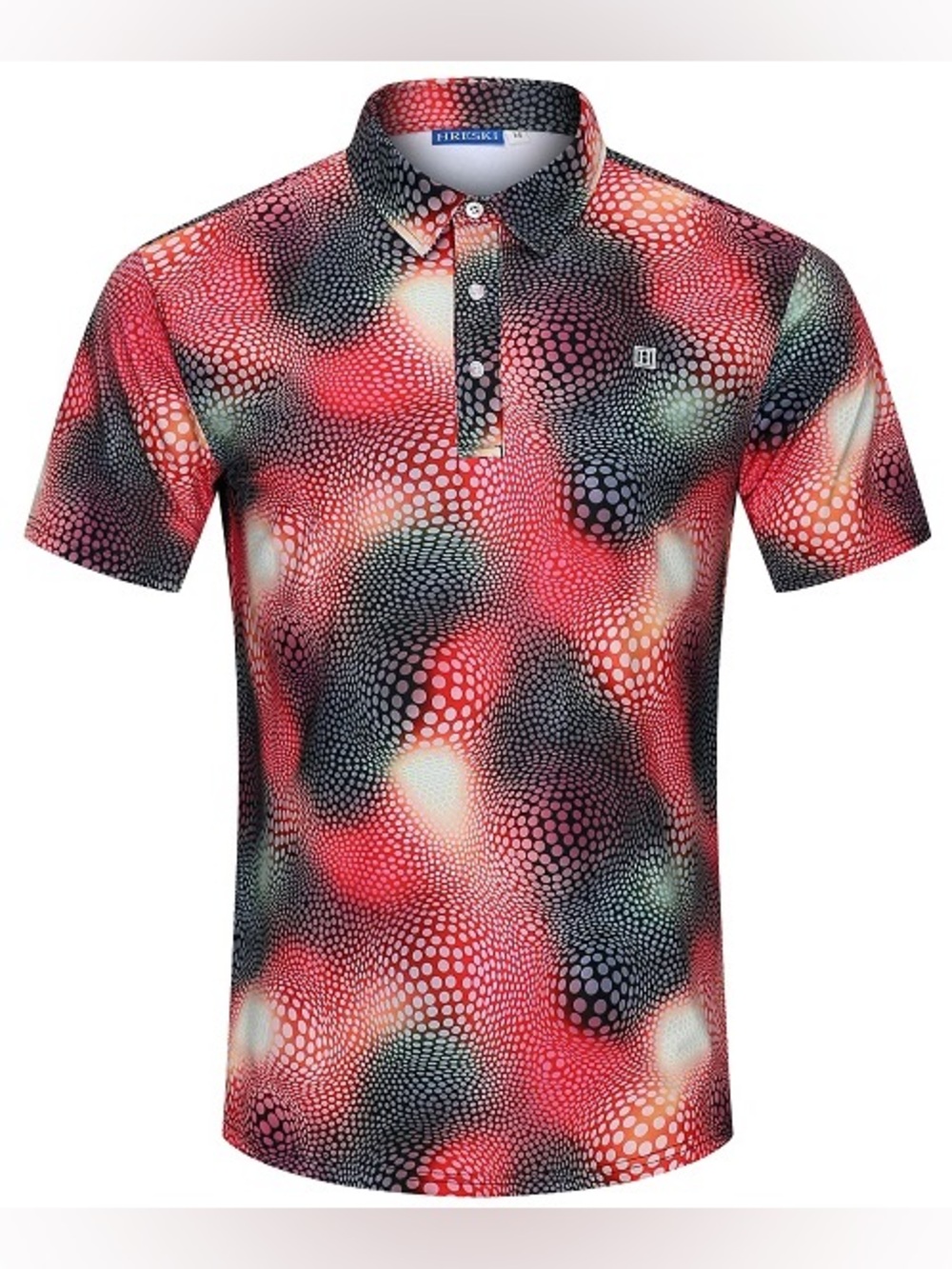 Hreski Abstract Circles on Red and Black Uneven Background Golf Shirt